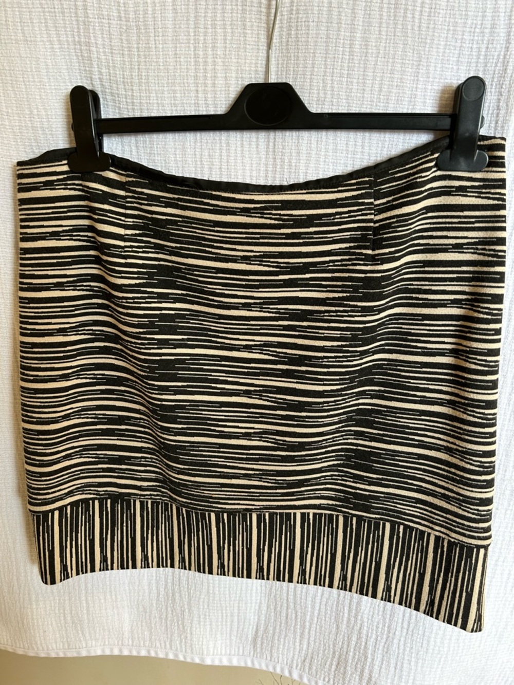 Trina Turk Black and Cream Striped Mini Skirt